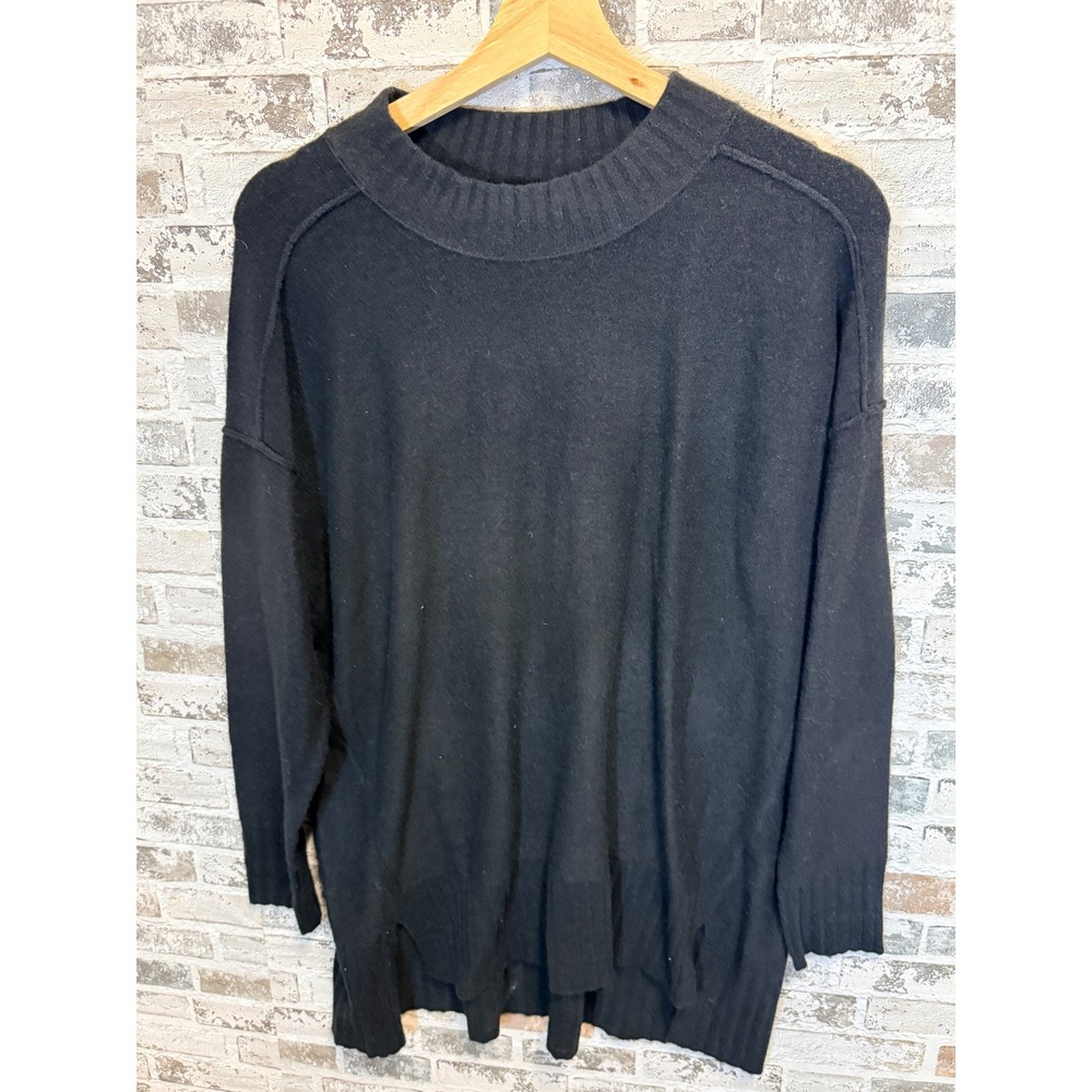 Free People Mock Neck Sweater Womens XS Black Oversized Wool Blend Pullover
